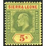 Sierra Leone Stamps : 1907 5/- Green and Red Yellow mounted mint