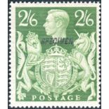 Great Britain Stamps : 2/6 Yellow Green unmounted mint over printed SPECIMEN Type 23 SG 476s