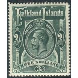 Falklands Stamps : 1913 3/- Slate Green mounted mint