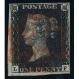 Great Britain Stamps : Penny Black plate 6 four margins lettered LF SG2