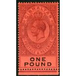 Gibraltar Stamps : 1912 £1 Dull Purple and Black/Red mounted mint