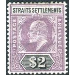 Malaya Stamps : Straits Settlements 1902 $2 Dull Purple and Black mounted mint