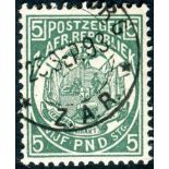 Transvaal Stamps : 1892 £5 Deep Green fine used SG 187