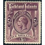 Falklands Stamps : 1916 5/- Maroon mounted mint