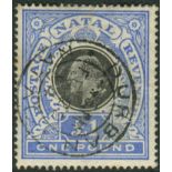 Natal Stamps : 1902 £1 Black and Bright Blue fine used SG 142