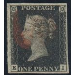 Great Britain Stamps : Penny Black plate 8 four large margins lettered EI SG2