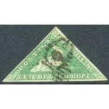 Cape of Good Hope Stamps : 1863 1/- Bright Emerald fine used SG 21