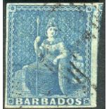 Barbados Stamps : 1852 1d Blue fine used SG 3