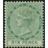 Dominica Stamps : 1877 6d Green mounted mint with RPS Cert SG 8