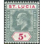 Saint Lucia Stamps : 1904 5/- Green and Carmine mounted mint