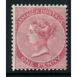 Jamaica 1883 1d Rose mounted mint SG 18