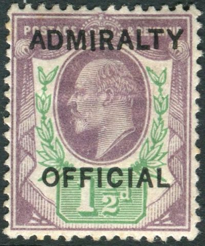 Great Britain Stamps : 1 1/2d Dull Purple and Green mounted mint over printed ADMIRALTY OFFICIAL SG