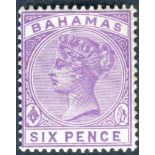 Bahamas Stamps : 1890 6d Mauve MALFORMED E mounted mint SG 54a