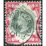 Great Britain Stamps : 1/- Dull Green and Carmine fine used Hartlepool CDS SG 214