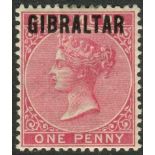 Gibraltar Stamps : 1886 1d Rose Red
