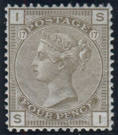 Great Britain Stamps : 4d Grey Brown plate 17 mounted mint SG 154