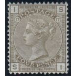 Great Britain Stamps : 4d Grey Brown plate 17 mounted mint SG 154