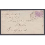 POSTAL HISTORY Tasmania 1885 6d stamp duty on cover from Hobart to Bath England,