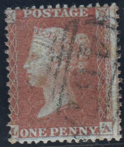 Great Britain Stamps : Fine used Penny Red Plate 21 lettered LA Spec C3(1), scarce, small stain,