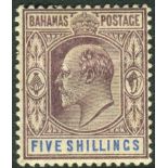 Bahamas Stamps : 1902 5/- Dull Purple and Blue mounted mint SG 69