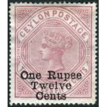 Ceylon Stamps : 1885 1r.12 on 2r 50 Dull Rose perf 12.