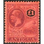 Antigua Stamps : 1922 £1 Purple and Black mounted mint SG 61