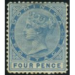 Dominica Stamps : 1879 4d Blue mounted mint with RPS Cert SG 7