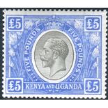 Kenya and Uganda Stamps : 1922 $5 Black and Blue mounted mint,