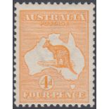 STAMPS AUSTRALIA 1913 4d Orange mounted mint SG 6 Cat £100