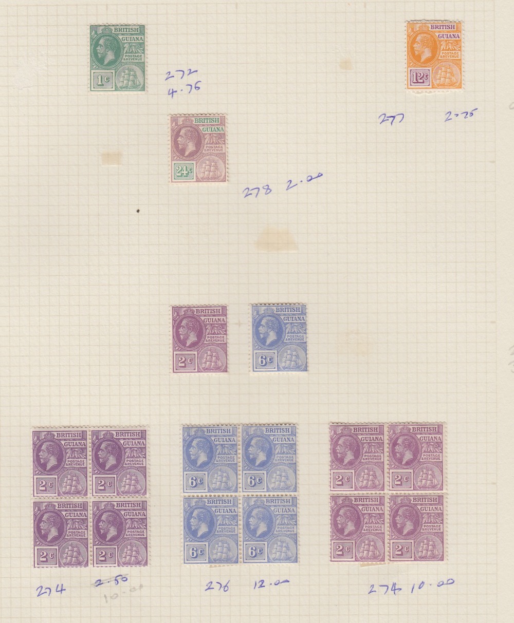 STAMPS BRITISH GUIANA 1900 to 1931 remainders mint collection on 7 pages,