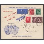 STAMPS FIRST DAY COVER : 1937 Coronation, special West Coast Air Services illustrated FDC.