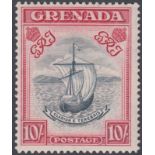 STAMPS GRENADA 1943 10/- Slate Blue and Bright Carmine Perf 14,