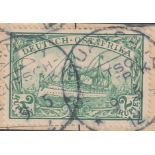 STAMPS : GERMAN EAST AFRICA, 1901 2 Rupien green, fine used on piece with 'MUANSA' postmarks, SG 24.