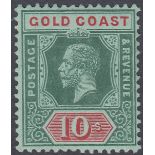 STAMPS GOLD COAST 1913 10/- Green and Red/Green lightly mounted mint SG 83