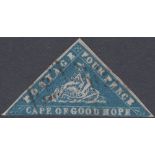 STAMPS 1861 CAPE OF GOOD HOPE 4d Blue "Woodblock", fine used (2 margins) SG 14d Cay £3,