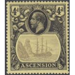 STAMPS ASCENSION 1924 4d Grey-Black and Black/Yellow,