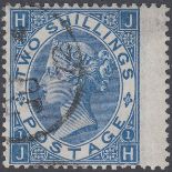 GREAT BRITAIN STAMPS : 1867 2/- Deep Blue lettered (JH),