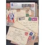 GREAT BRITAIN STAMPS : Small batch of EDVII to early QEII covers & postcards, with registered mail,