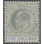 STAMPS NIGERIA LAGOS 1904 5/- Green and Blue,