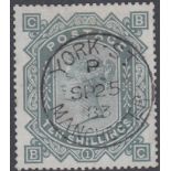 GREAT BRITAIN STAMPS : 1883 10/- Grey Green on Blued Paper.