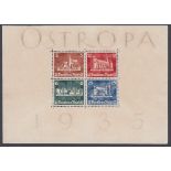 STAMPS GERMANY 1935 OSTROPA miniature sheet, unused (without gum) with paper cracking in margin,