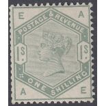 GREAT BRITAIN STAMPS : 1884 1/- Dull Green lettered AE,