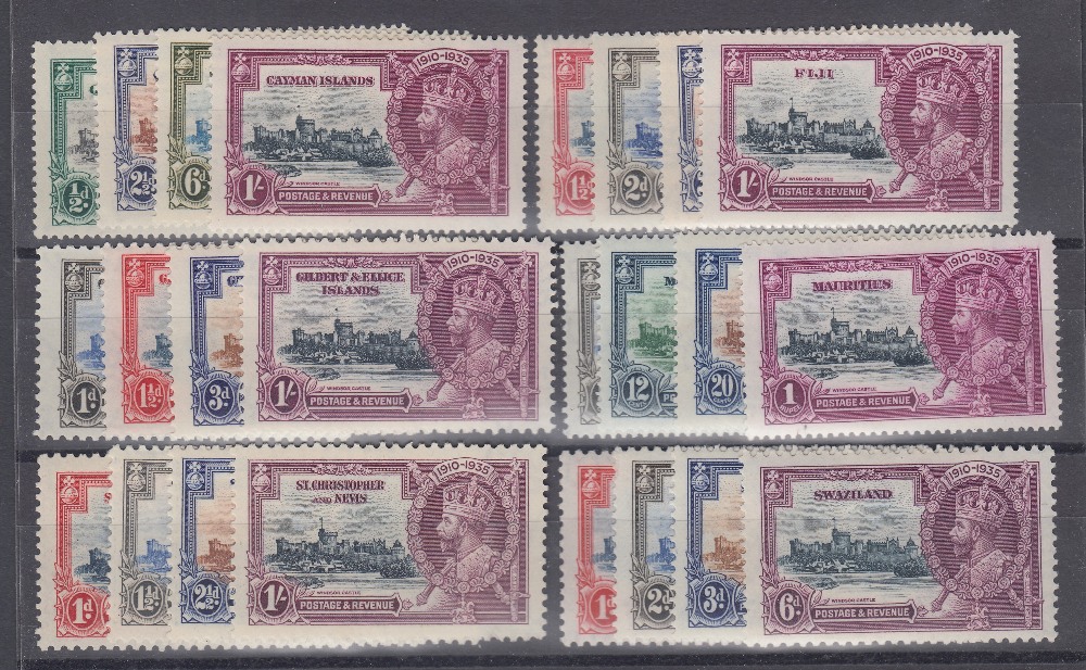 STAMPS : 1935 Silver Jubilee mint sets for Cayman, Fiji, Gilbert, Mauritius,