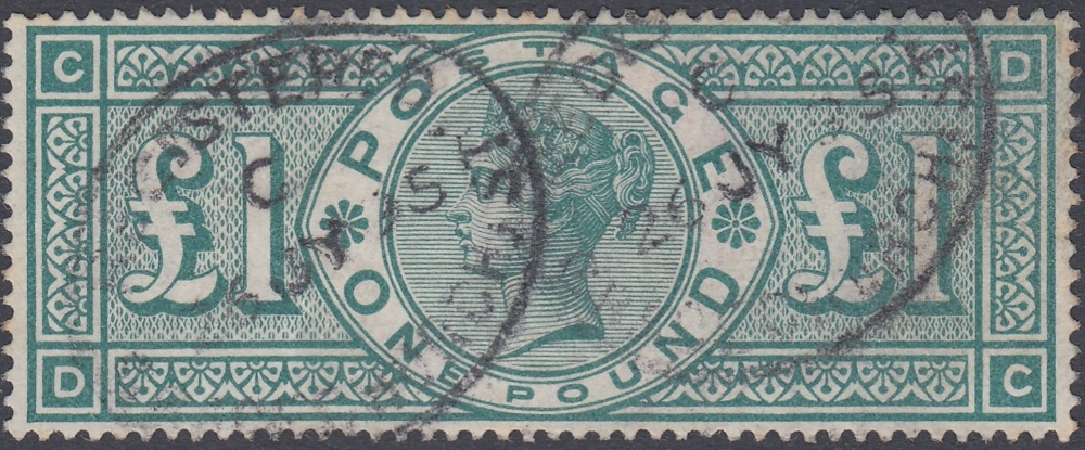 GREAT BRITAIN STAMPS : 1891 £1 Green lettered DC, very fine used, deep colour,