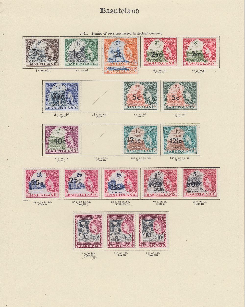 STAMPS : BASUTOLAND 1937 to 1966 lightly mounted mint collection on printed pages, - Image 2 of 2