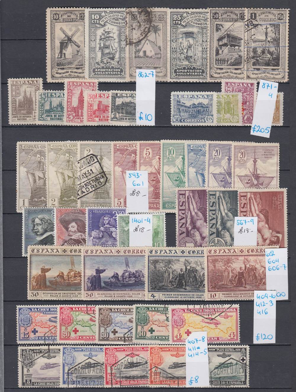 STAMPS SPAIN Ex-dealers accumulation with many useful sets mint and used, part sheets mint,