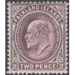 STAMPS FALKLANDS 1904 2d Purple, mounted mint with REVERSED Wmk,