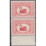 STAMPS AUSTRALIA 1929 Centenary of Western Australia, 1 1/2d lightly M/M vertical pair,