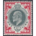 GREAT BRITAIN STAMPS : 1902 1/- Dull Green and Bright Carmine,