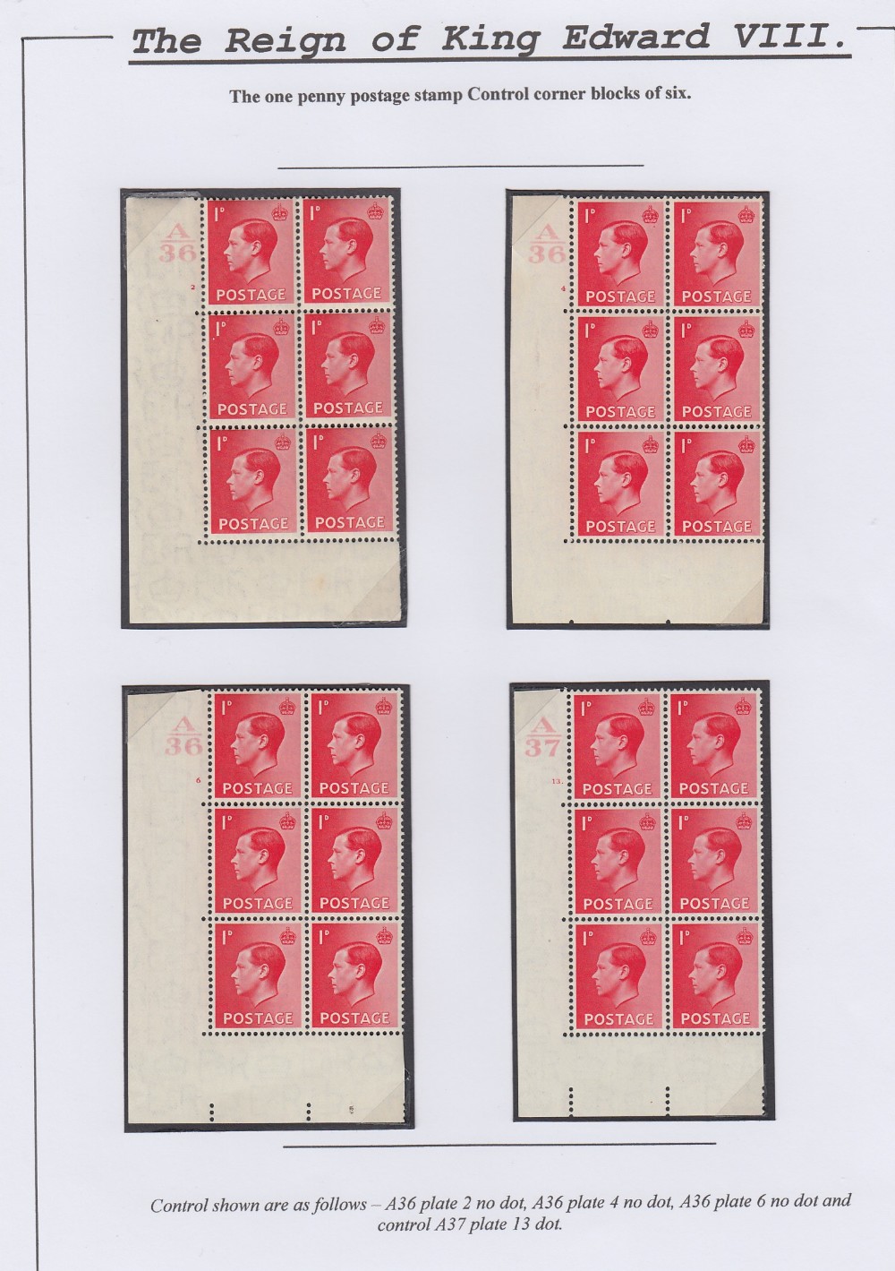 GREAT BRITAIN STAMPS : Collection of GV - GVI control strips, cylinder blocks, - Image 3 of 4